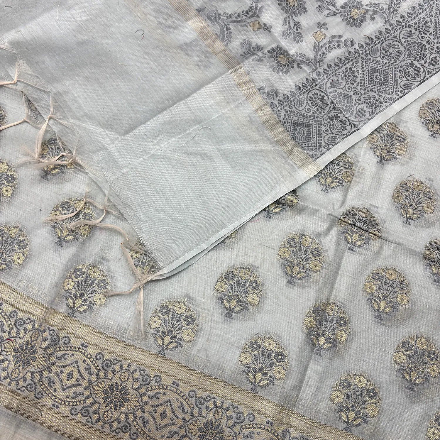Grey Resham Banarasi Silk Suit