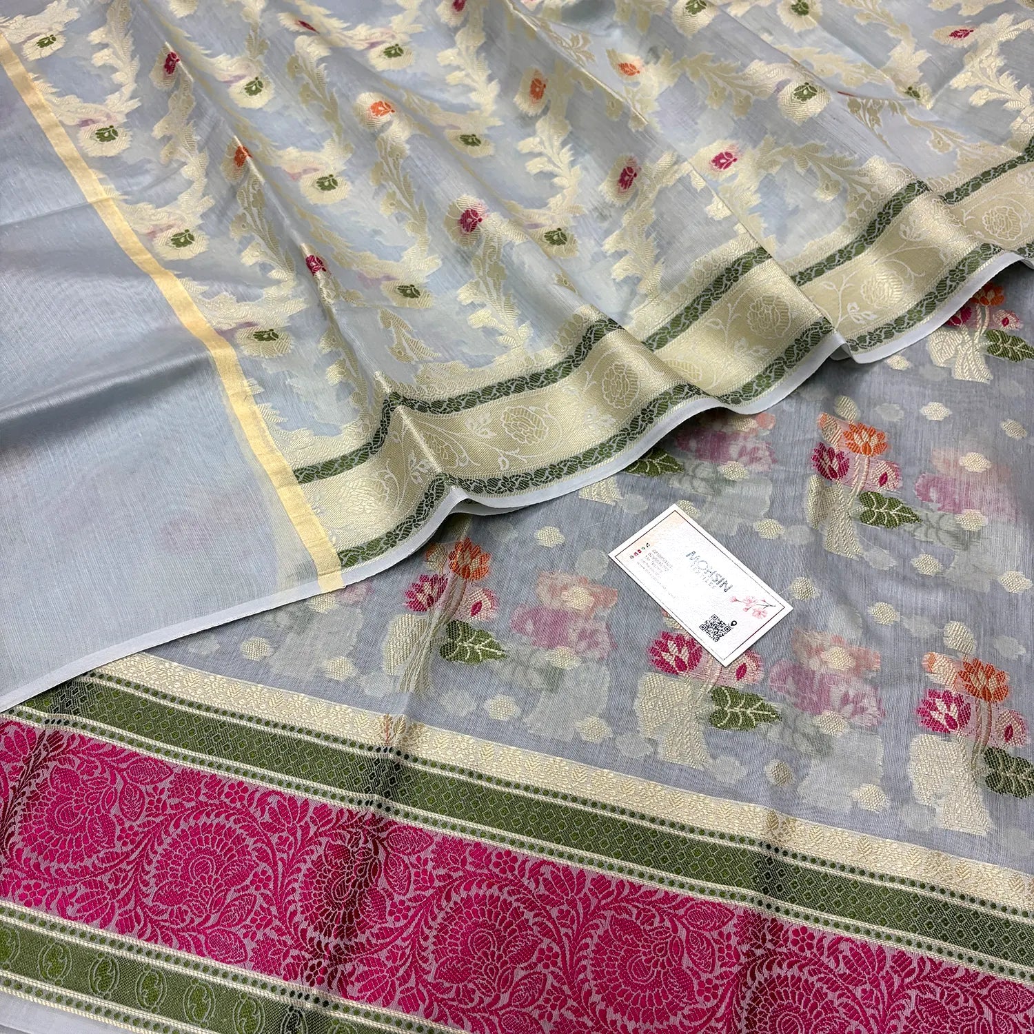 Grey Resham Banarasi Silk Suit