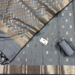 Grey Resham Banarasi Silk Suit