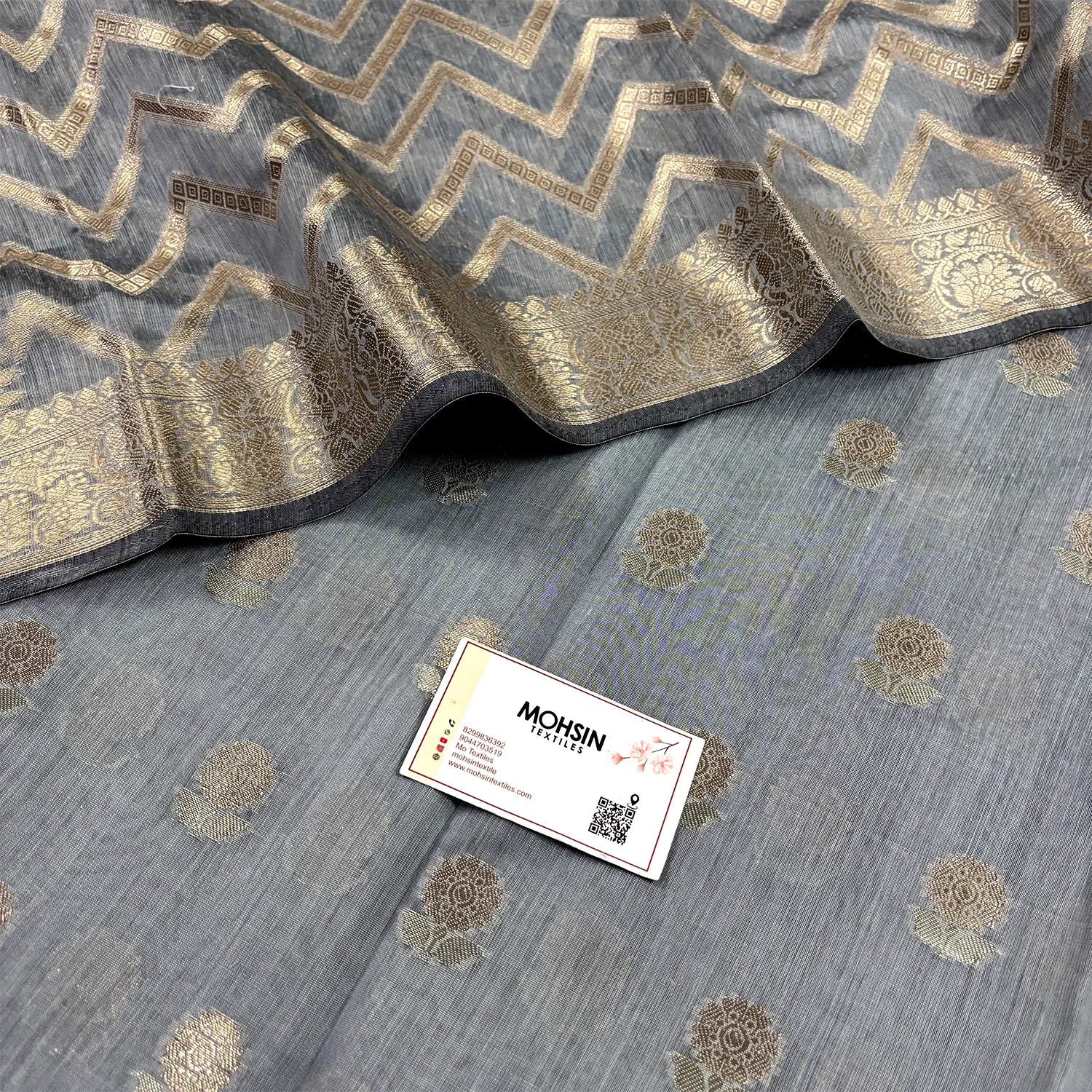 Grey Resham Banarasi Silk Suit