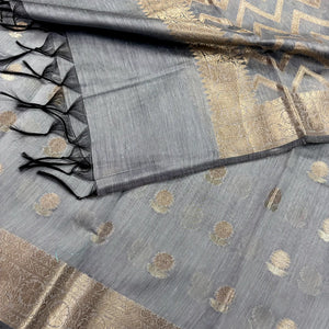 Grey Resham Banarasi Silk Suit