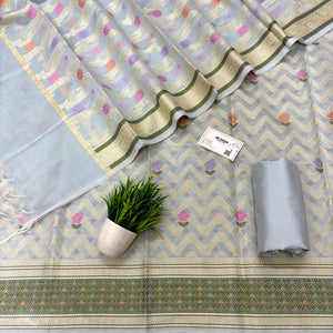Grey Resham Banarasi Silk Suit