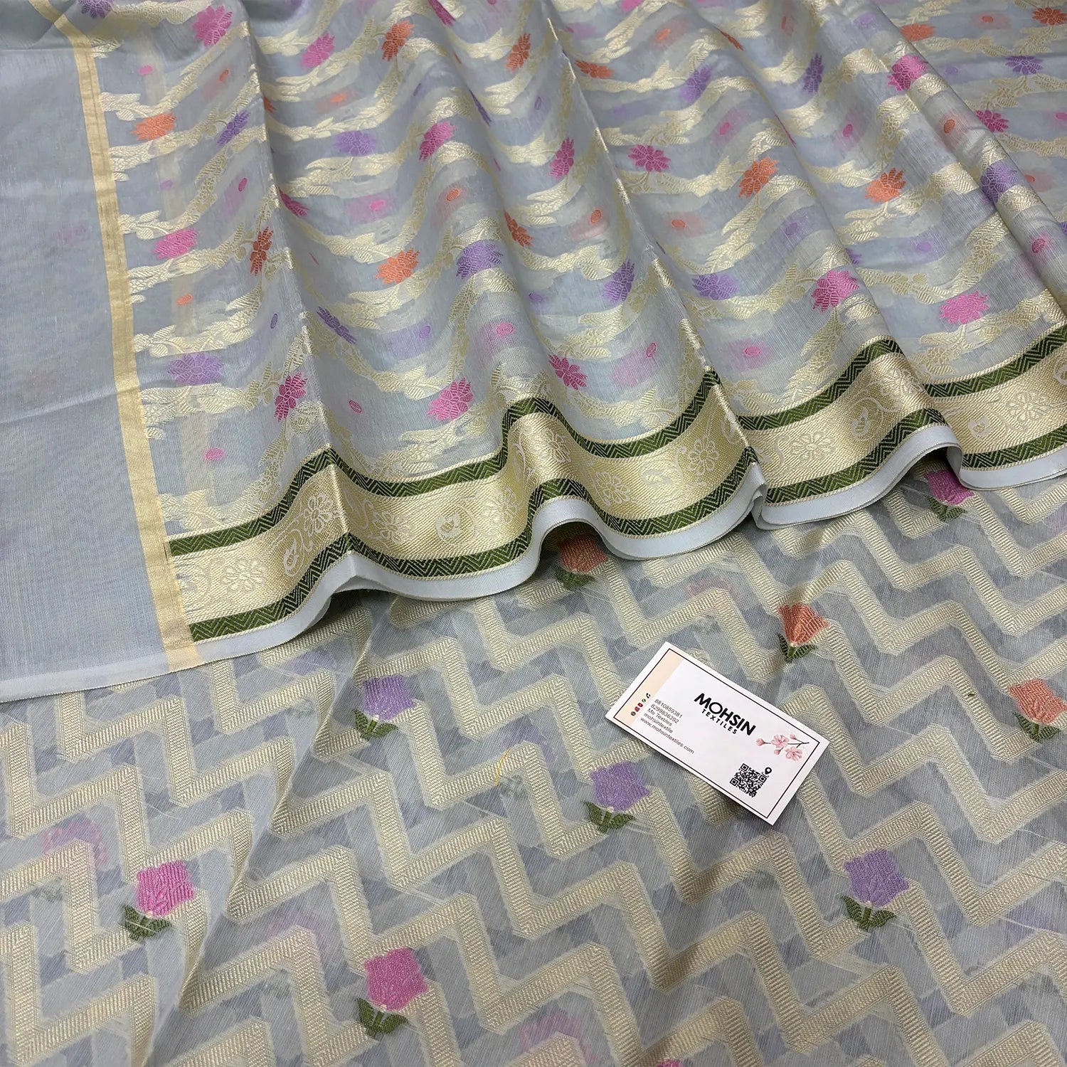 Grey Resham Banarasi Silk Suit