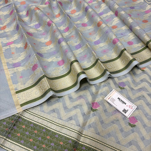 Grey Resham Banarasi Silk Suit