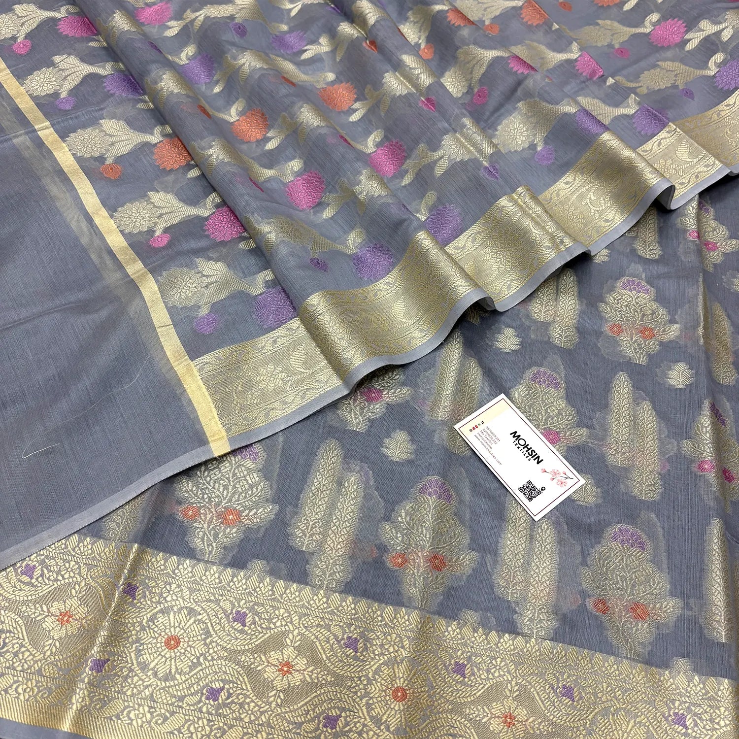 Grey Resham Banarasi Silk Suit