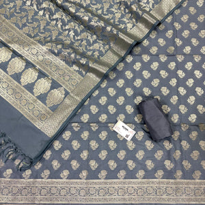 Grey Shringar Katan Silk Banarasi Suit