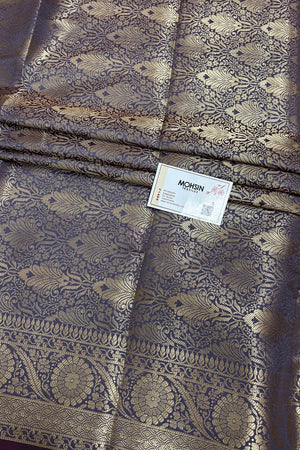 Grey Zari Semi Katan Silk Banarasi Saree