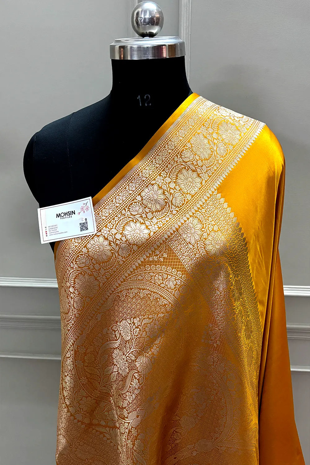 Haldi Mustard Plain Zari Katan Mashru Silk Banarasi Saree
