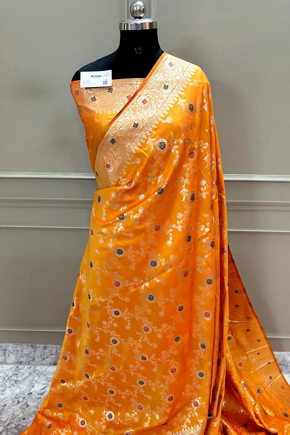 Haldi Orange Meena Zari Banarasi Silk Saree