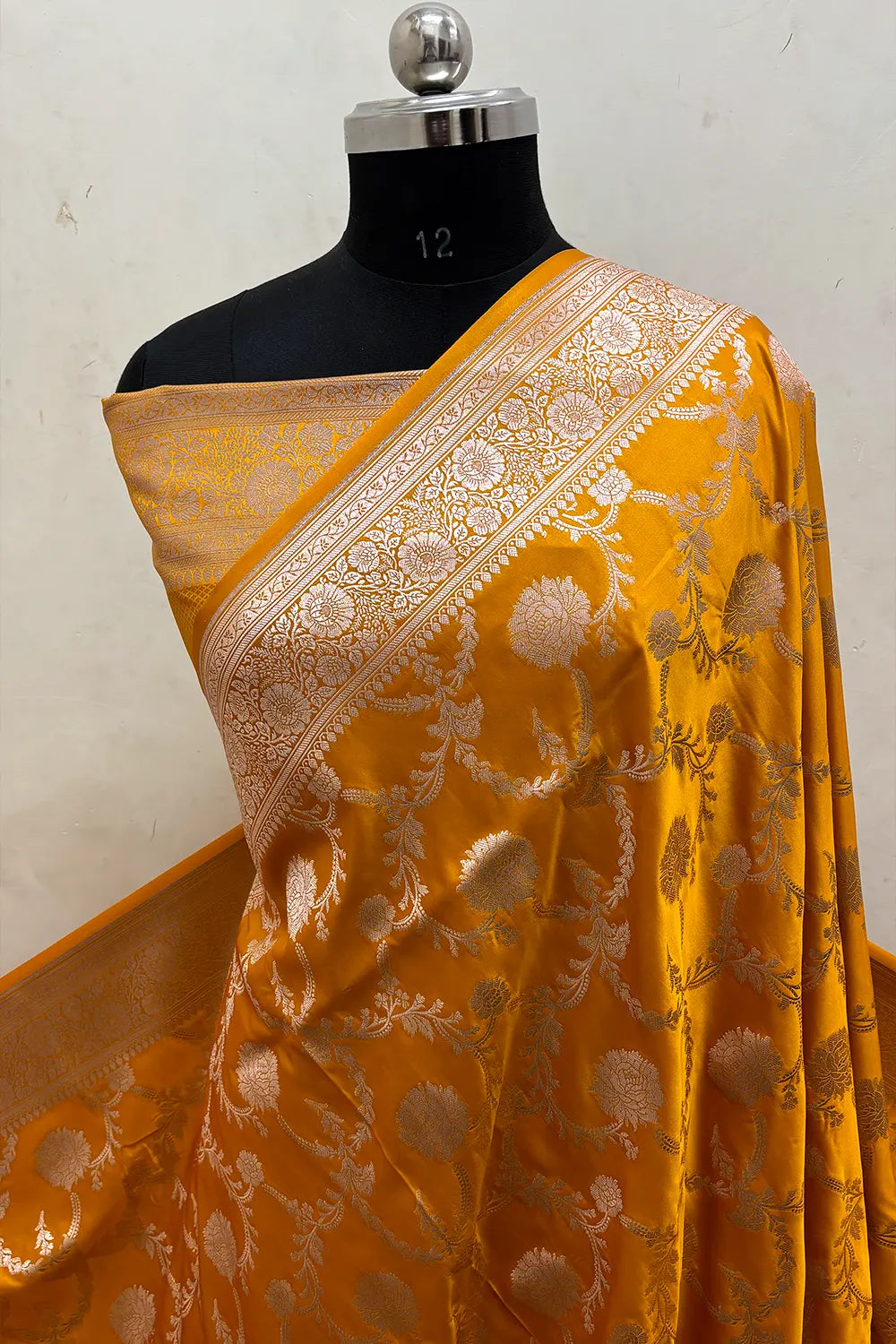 Haldi Yellow Laabela Jaal Katan Mashru Silk Banarasi Saree