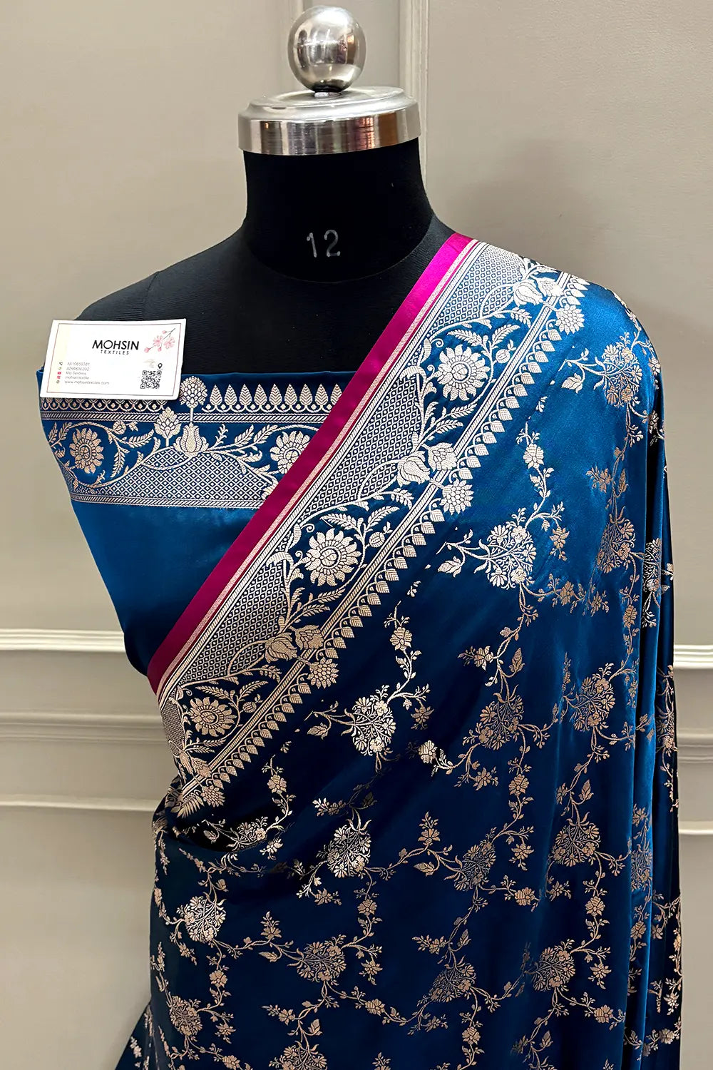 Kai Teal Jhanjaal Katan Mashru Silk Banarasi Saree