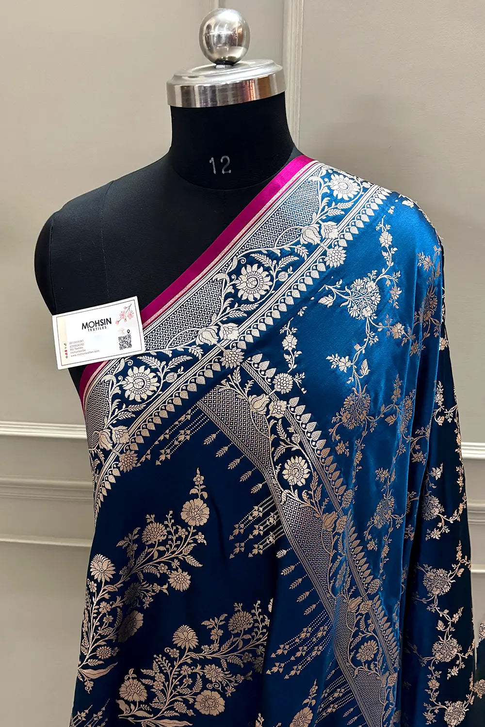 Kai Teal Jhanjaal Katan Mashru Silk Banarasi Saree
