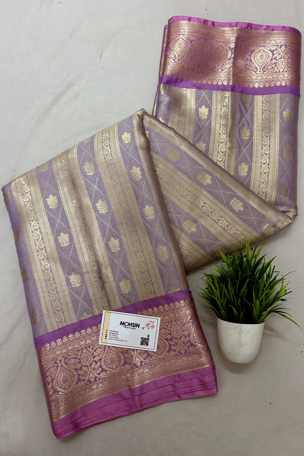 Lavender and Baby Pink Tissue Silk Banarasi Saree