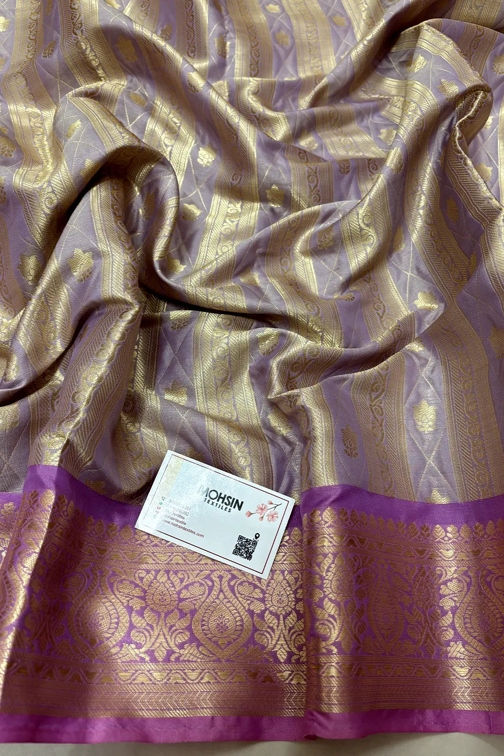 Lavender and Baby Pink Tissue Silk Banarasi Saree