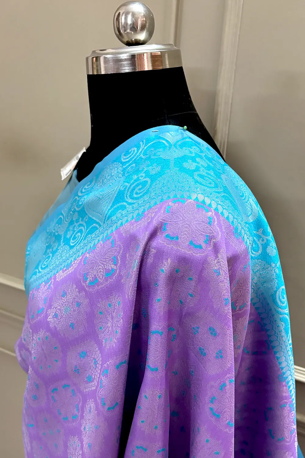 Lavender and Firozi Resham Zari Banarasi Silk Saree
