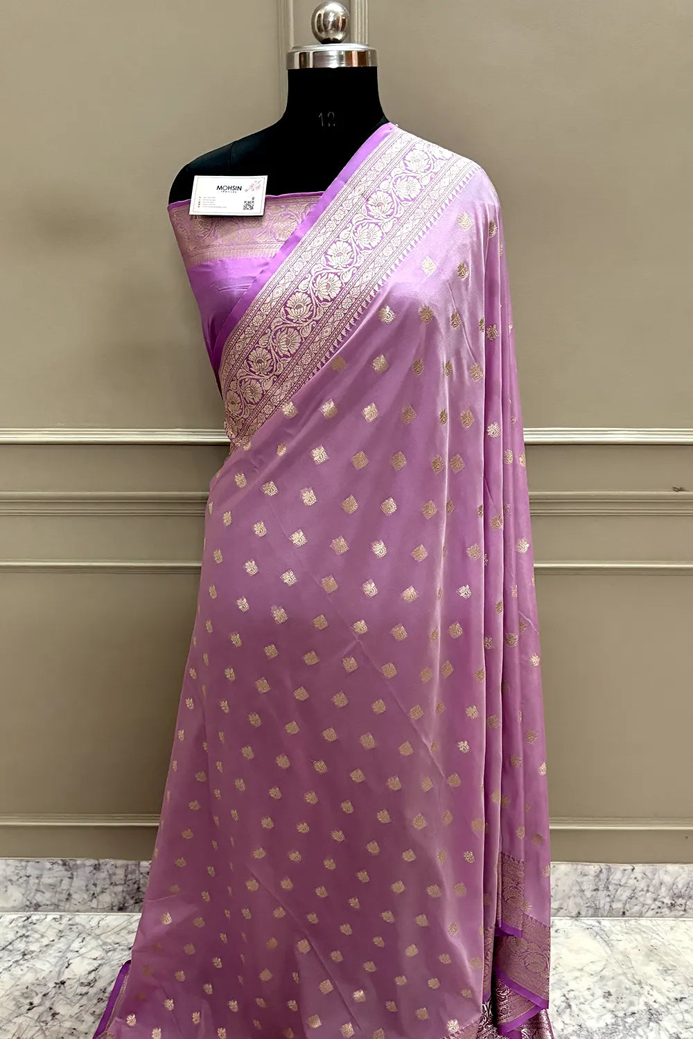 Lavender Ghonga Buti Katan Silk Banarasi Saree