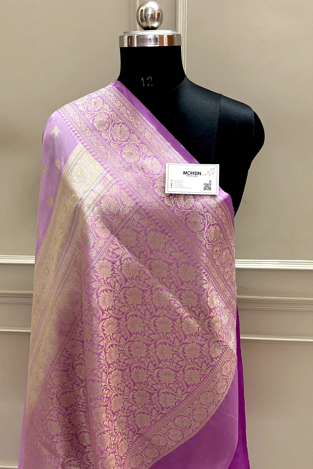 Lavender Ghonga Buti Katan Silk Banarasi Saree