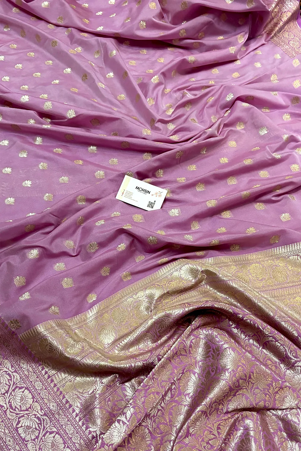 Lavender Ghonga Buti Katan Silk Banarasi Saree