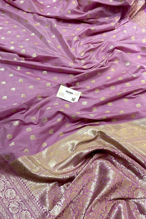 Lavender Ghonga Buti Katan Silk Banarasi Saree
