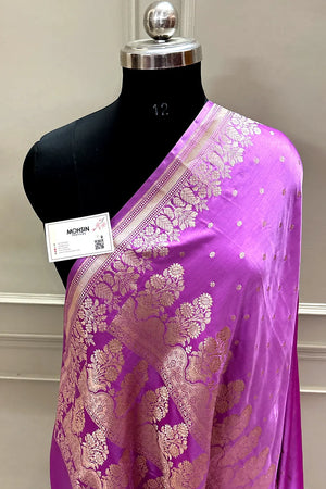 Lavender Hawahawai Buti Katan Silk Banarasi Saree