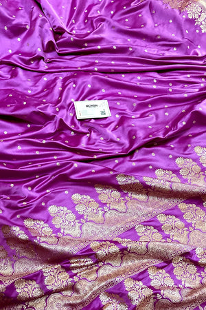 Lavender Hawahawai Buti Katan Silk Banarasi Saree