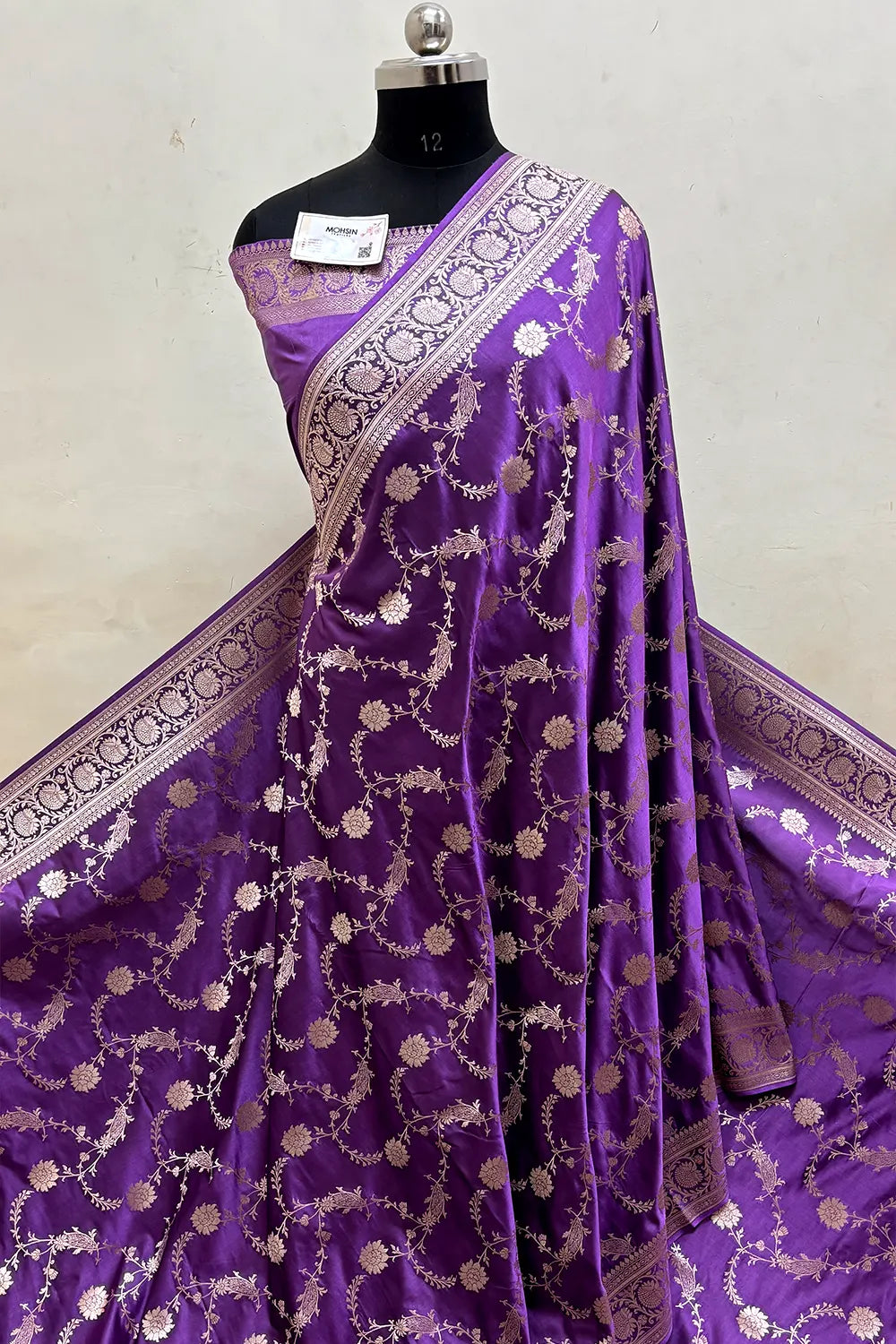 Lavender Makra Jaal Katan Silk Banarasi Saree