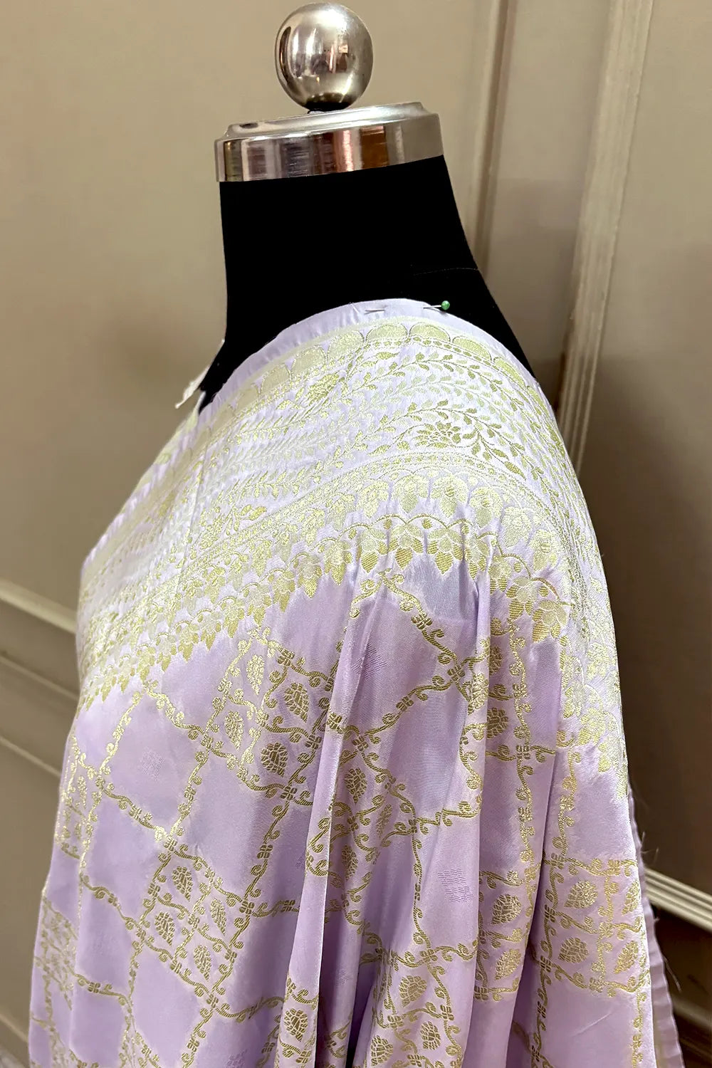 Lavender Pi Jaal Katan Silk Banarasi Saree