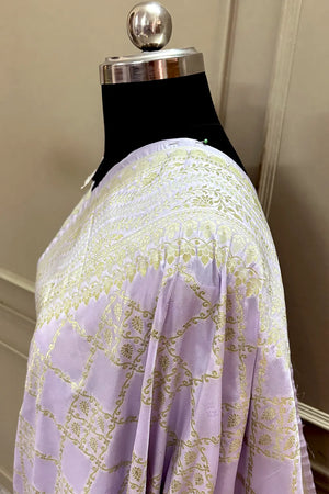 Lavender Pi Jaal Katan Silk Banarasi Saree