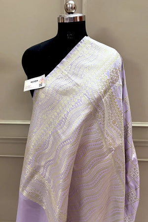 Lavender Pi Jaal Katan Silk Banarasi Saree