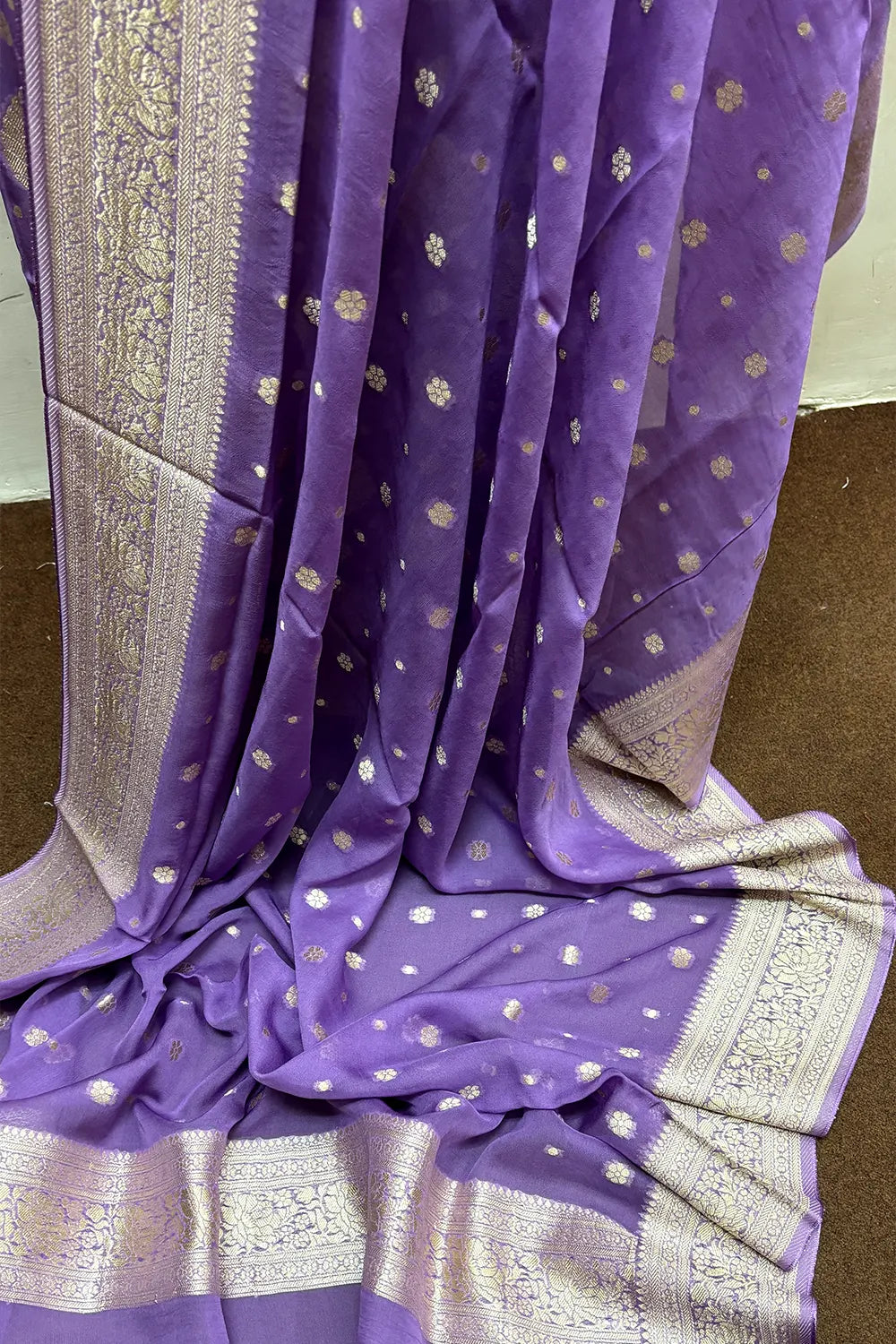 Lavender Pure Viscose Georgette Banarasi Suit