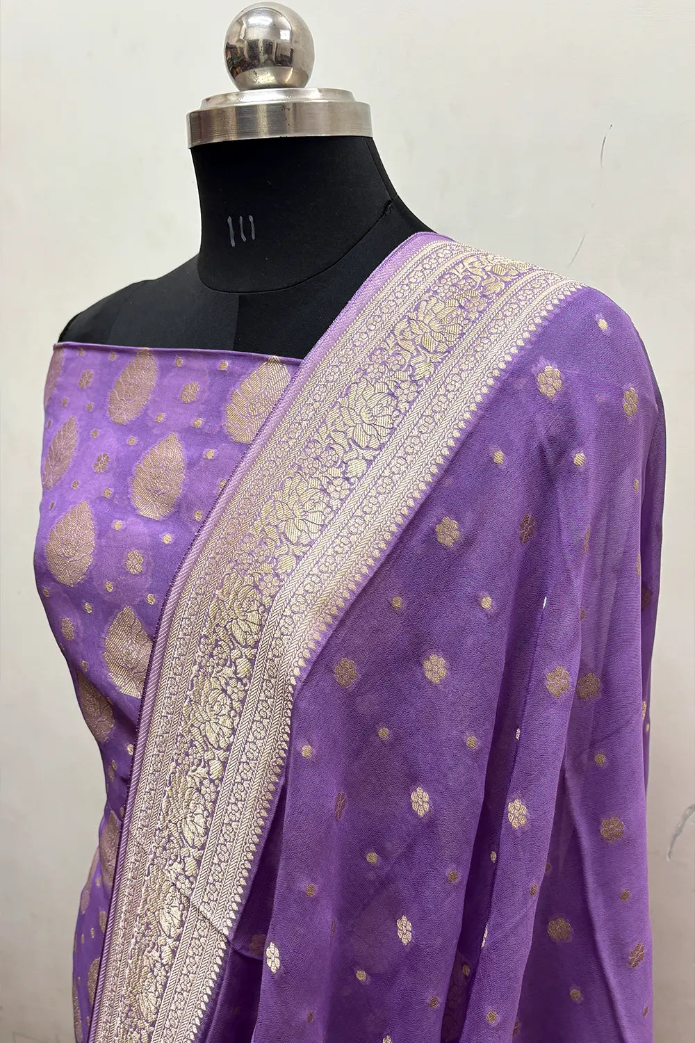 Lavender Pure Viscose Georgette Banarasi Suit