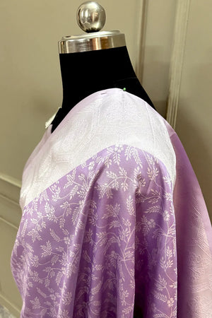 Lavender Resham Zari Banarasi Silk Saree
