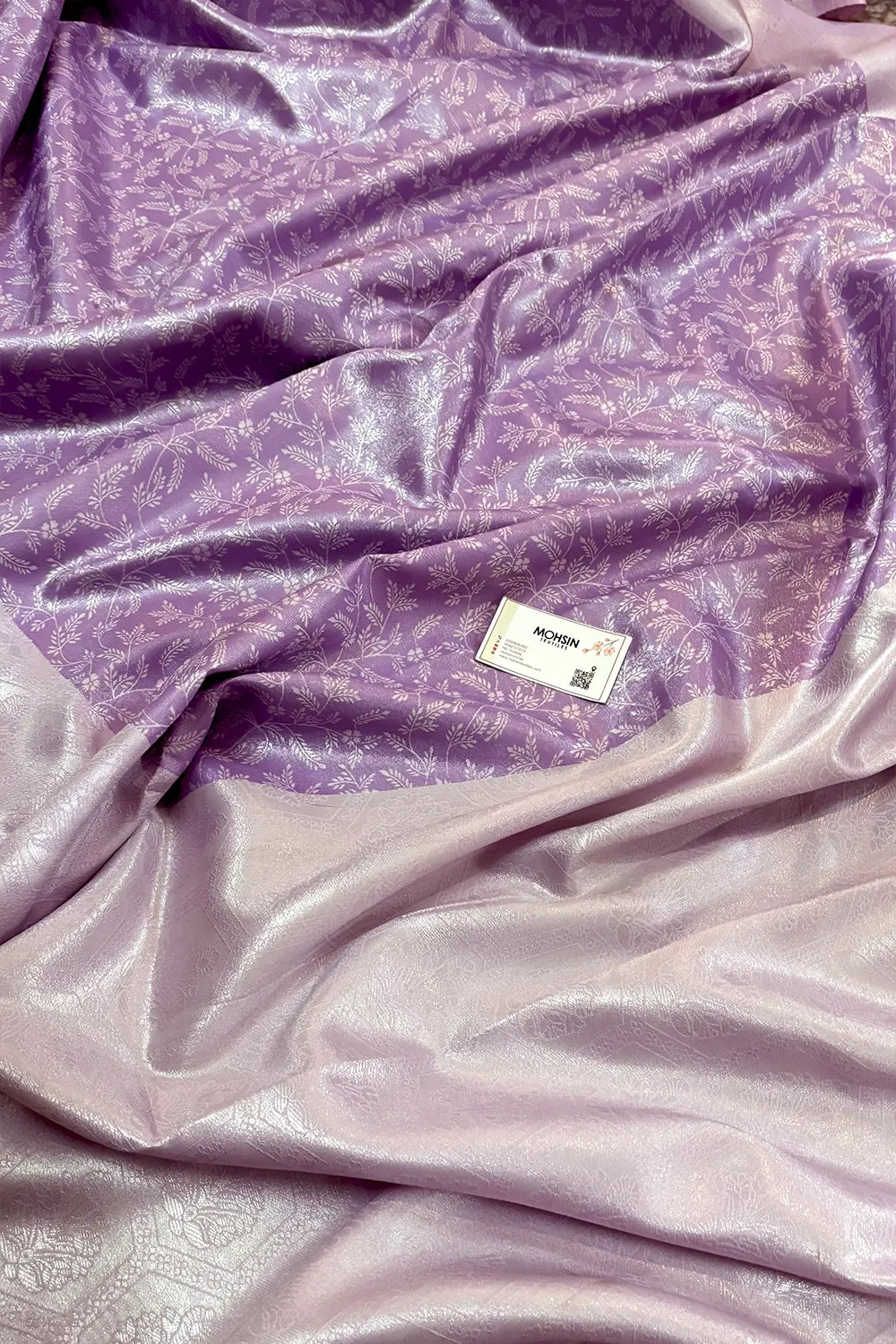 Lavender Resham Zari Banarasi Silk Saree