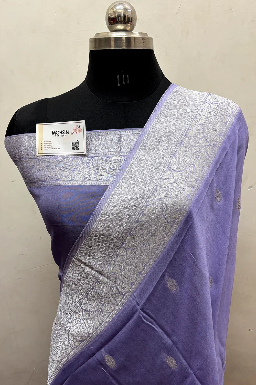 Lavender Rupa Buti Pure Viscose Georgette Silk Banarasi Saree