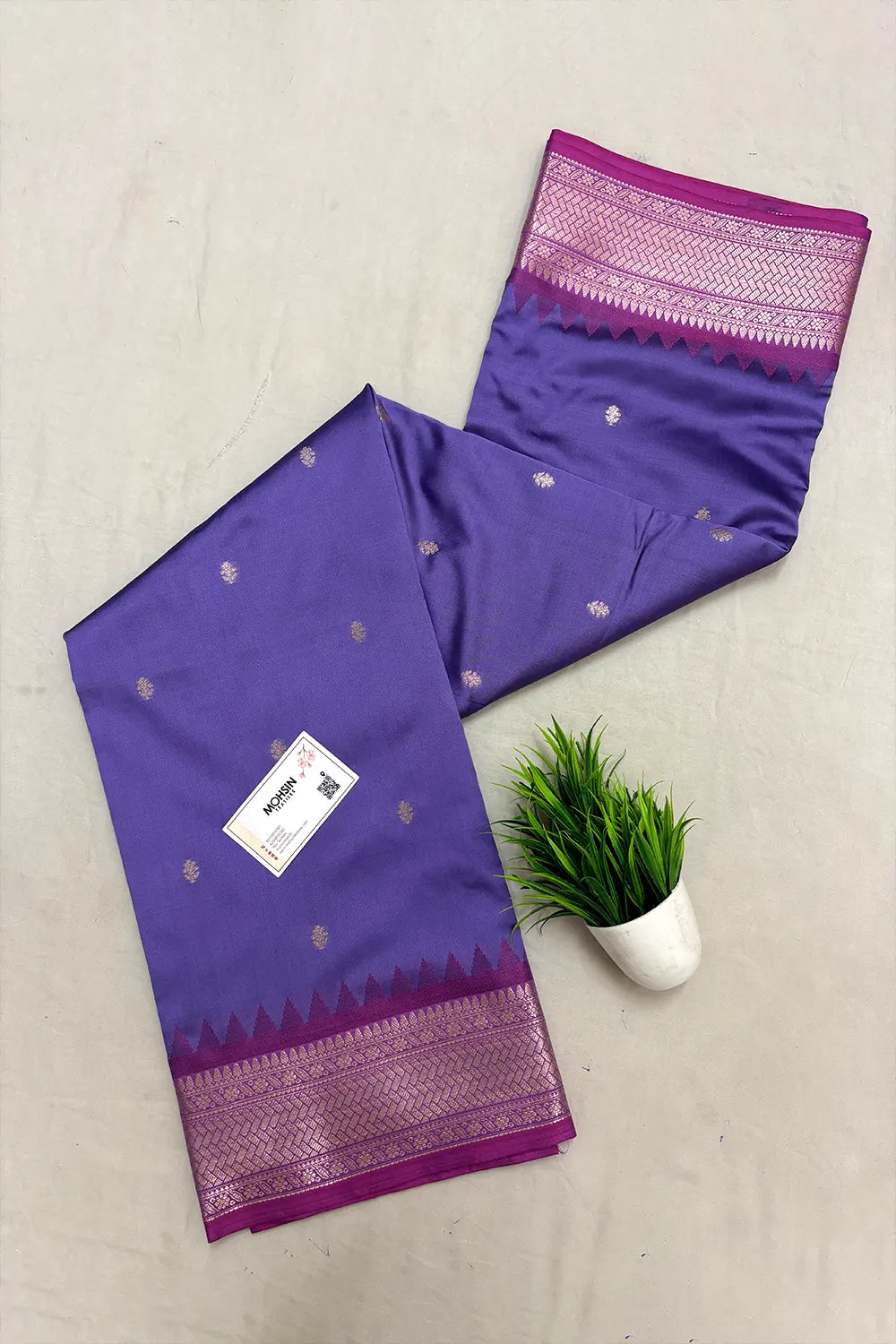Lavender Semi Katan Silk Banarasi Saree