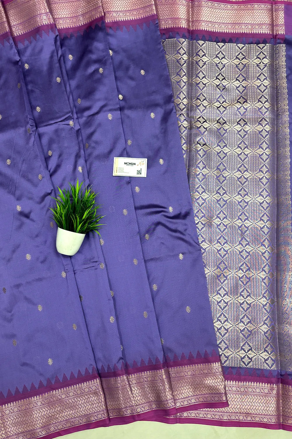 Lavender Semi Katan Silk Banarasi Saree