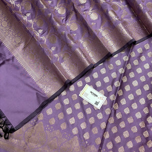 Lavender Singhasan Buti Semi Katan Silk Banarasi Suit