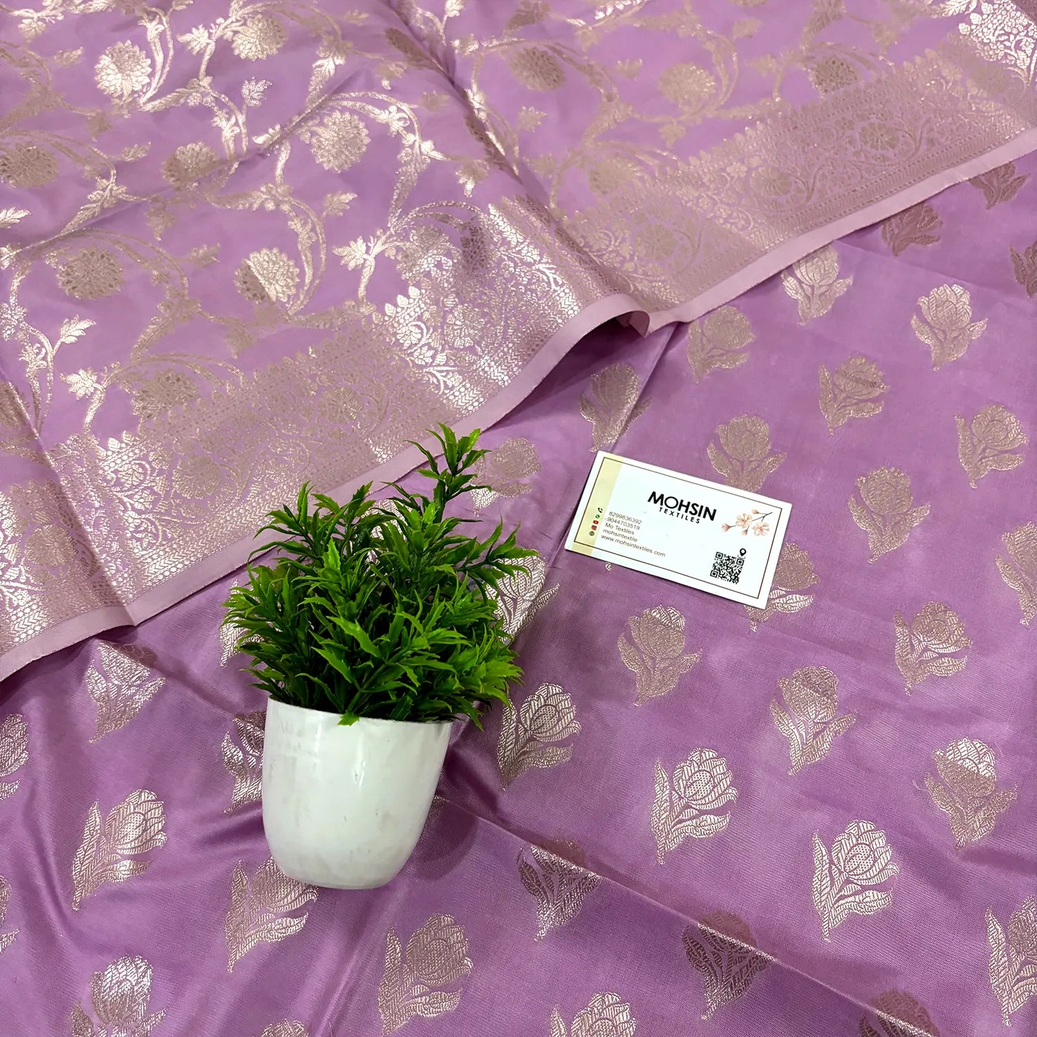 Lavender Singhasan Vilas Satin Silk Banarasi Suit