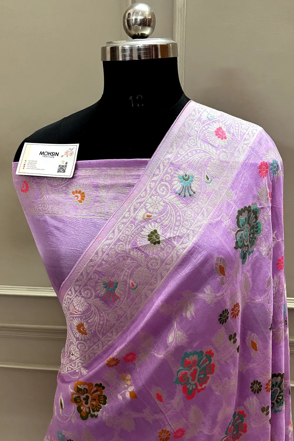 Lavender Zari Tussar Georgette Silk Banarasi Saree