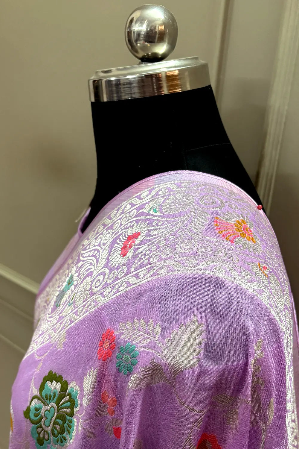 Lavender Zari Tussar Georgette Silk Banarasi Saree