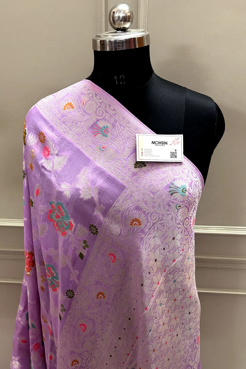 Lavender Zari Tussar Georgette Silk Banarasi Saree