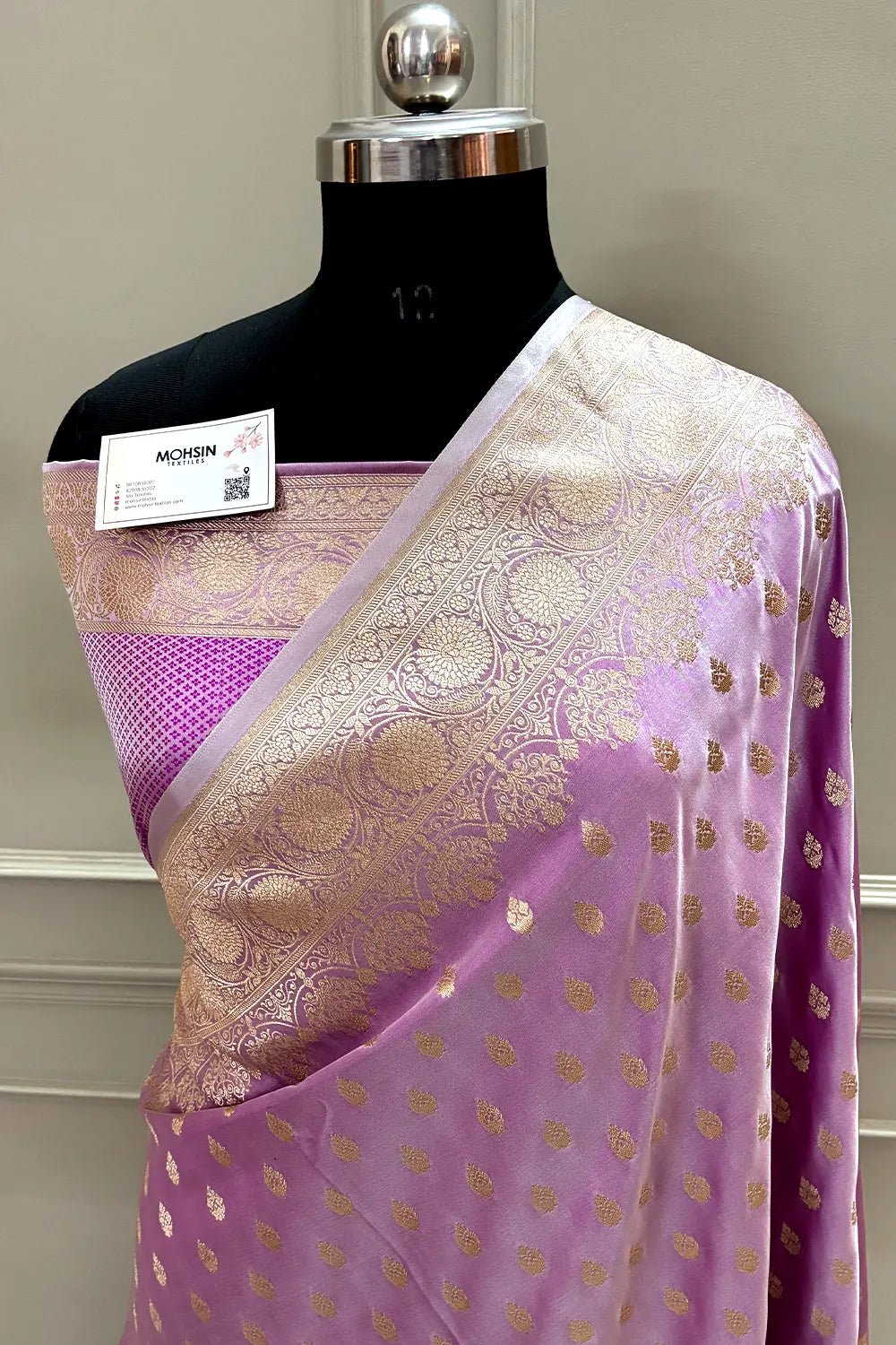 Lavender Zari Katan Silk Banarasi Saree