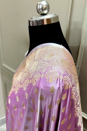 Lavender Zari Katan Silk Banarasi Saree