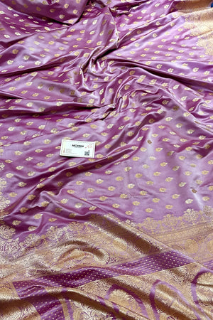Lavender Zari Katan Silk Banarasi Saree