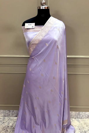 Lavender Zari Katan Silk Banarasi Saree