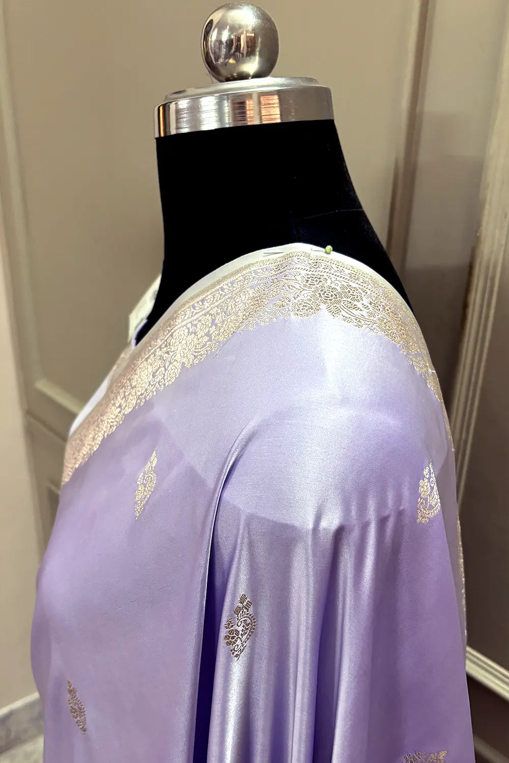 Lavender Zari Katan Silk Banarasi Saree