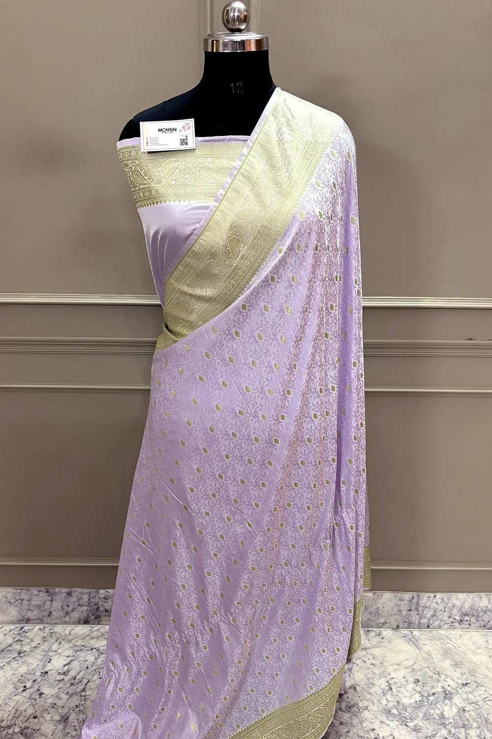 Lavender Zari Katan Silk Banarasi Saree
