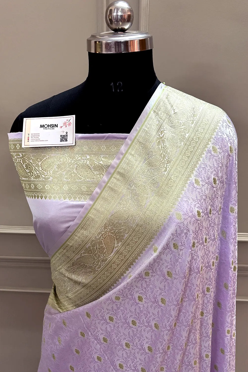 Lavender Zari Katan Silk Banarasi Saree