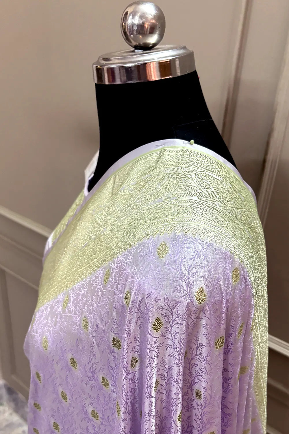 Lavender Zari Katan Silk Banarasi Saree