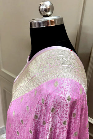 Lavender Zari Katan Silk Banarasi Saree